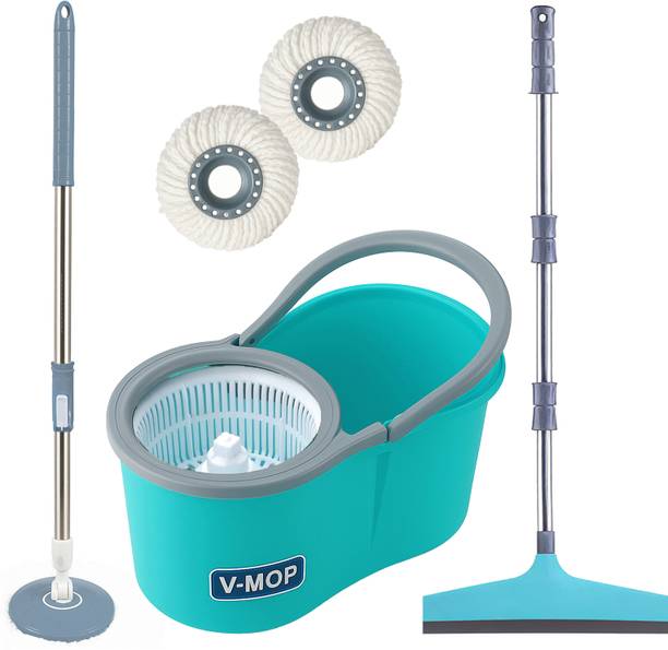 V-MOP Premium Classic Spin Bucket Mop With 2 Refills (( 6 Months Warranty on Rod )) Wet & Dry Mop