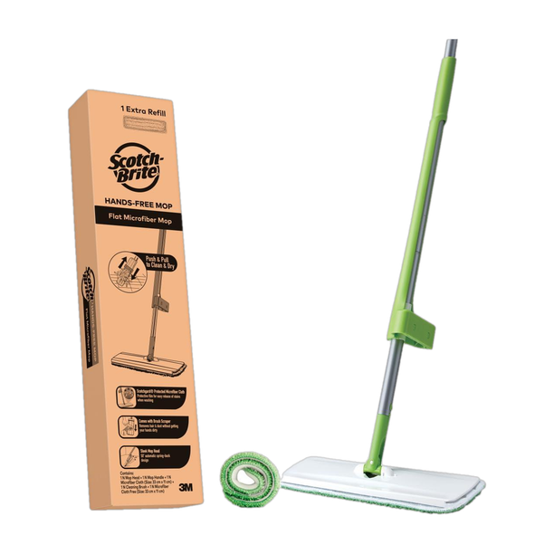 Scotch-Brite Hands-Free Microfiber Flat mop (with 1 Extra Refill ) Flat Mop