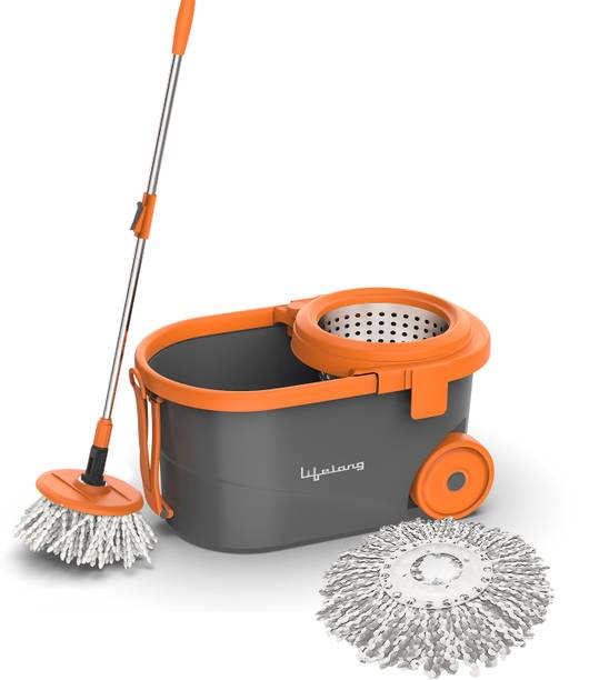Lifelong LLMOP903 Steel spin with Big Wheels & Dust Collector Mop Set