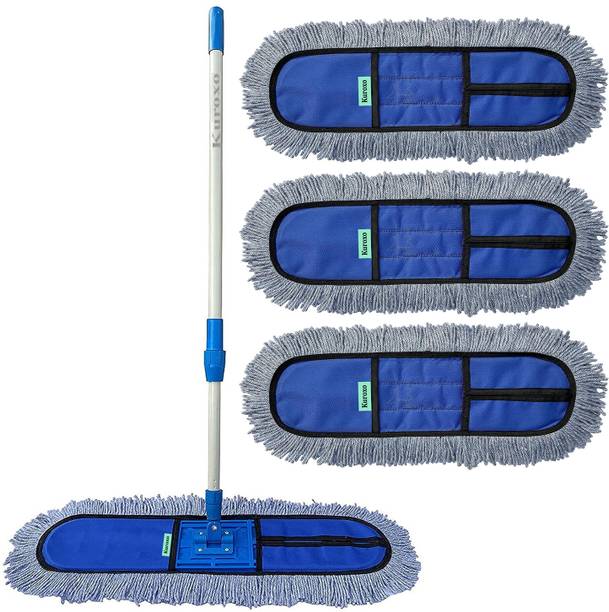 Livronic Wet and Dry Floor Mop 18 Inch for Floor Cleaning Mop 4FEET handle(3EXTRA REFILL) Dust Mop