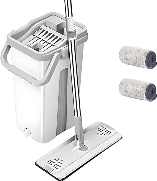 Flipkart SmartBuy White Flat Small Mop Bucket Set with 2 Soft Refill Pads & Handle (38 cm X 12 cm) Flat Mop