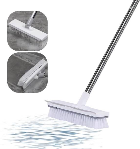 SOCHEP Floor Scrub Brush and Grout Scrub Brush 2 in 1, Shower Floor Brush Scrubber Wet & Dry Mop