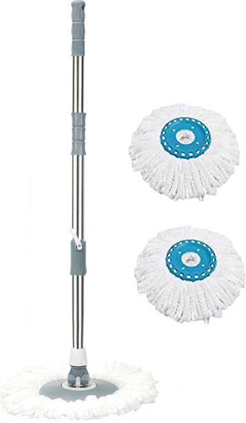 V-MOP Premium Grey Mop Stick-Best Rod Set With 2 Refills String Mop
