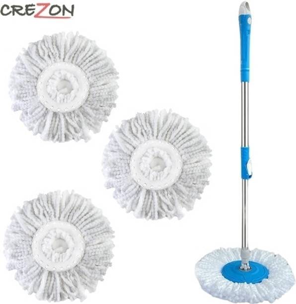 CREZON new1 Bucket Mop StickRod 3 Refill Mop Head and Rod