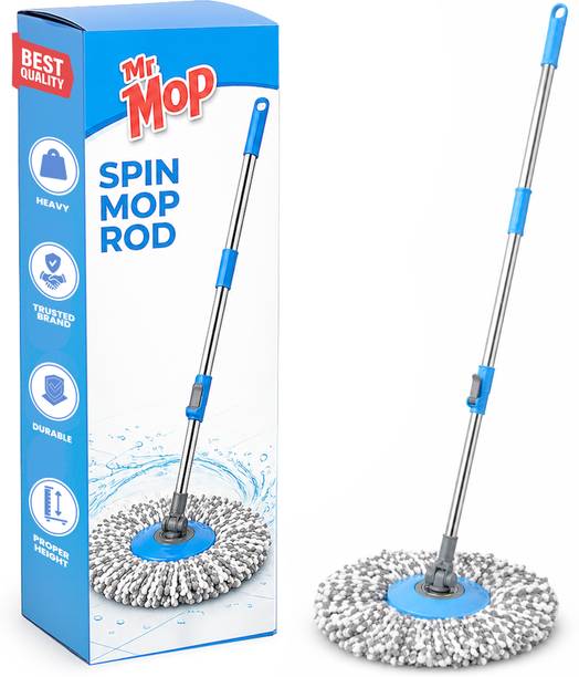 MR. MOP Spin Mop Stick Rod with 1 Microfiber Refills for Home Floor Cleaning Mop Rod