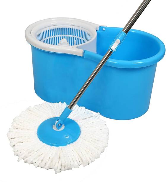 Flipkart SmartBuy Big Bucket with 2 Microfiber Refills Floor Cleaning Spin Mop (Set of 1) Flat Mop
