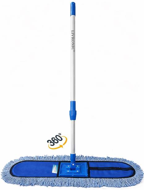 Livronic Wet & Dry Floor Cleaning Mop with 18 Inch Head,4 Ft Handle Heavy Duty Flat Mop Dust Mop