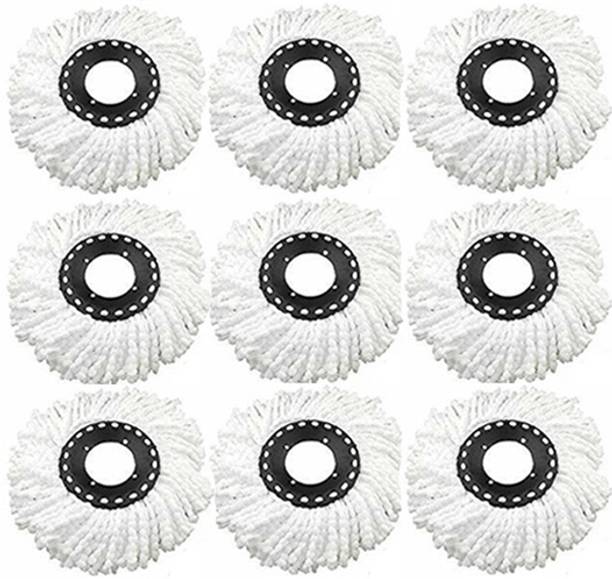 CREZON Microfiber Replacement Head Refill for Rotating Spin Magic Mop (White)-Pack of 9 Mop Head