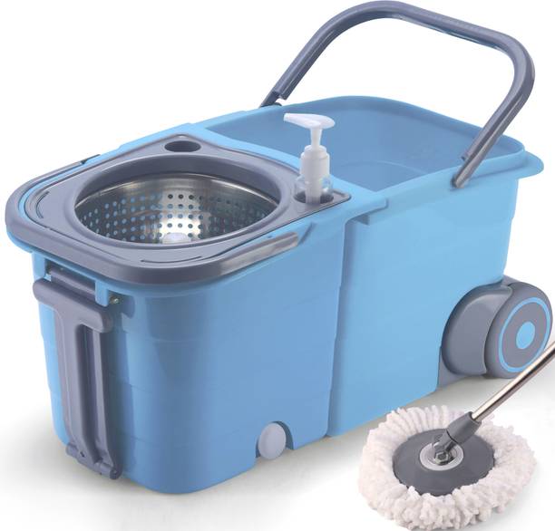 V-MOP Premium Blue Double Twin Bucket Mop Set (( 6 Months Warranty on Rod Set )) Wet & Dry Mop