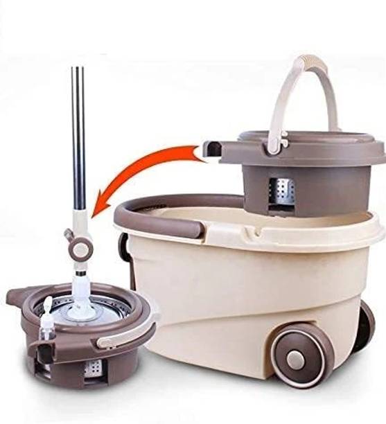 radhvi Premium Spin Mop Cleaner with Wheels & Liquid Soap Dispenser Mop Set