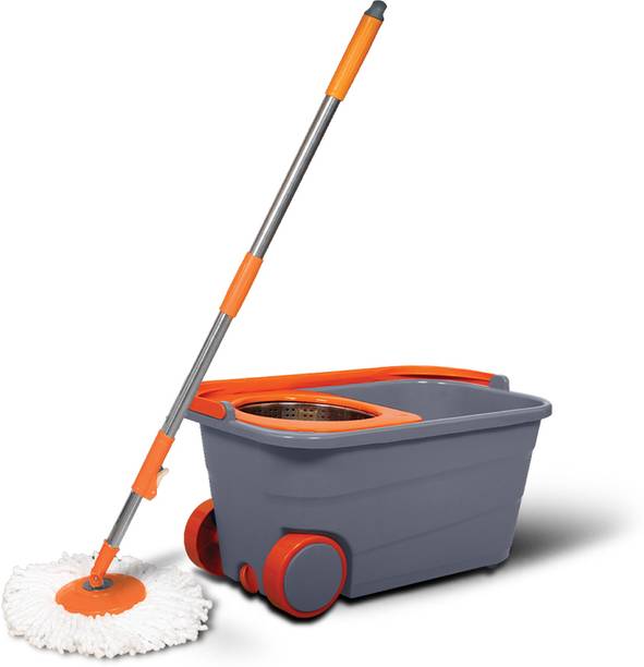 Chakaachak Shine Spin Bucket Mop with Stainless steel Wringer plus 1 Free Refill