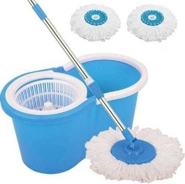 CREZON new1 Bucket Mop 2 Extra Refill Rods Handle Lock Mop Set