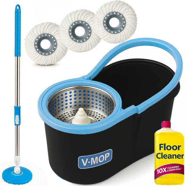 V-MOP Premium Classic Steel Spinner Bucket Floor Cleaning Mop -AS09- Mop Set