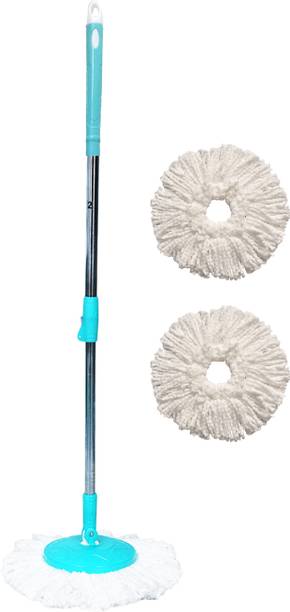 Pranay's Kleanup Super Spin Mop-Mop Stick|Wet & Dry Cleaning Mop|Mops Pocha 2 Microfiber Refill Mop Set