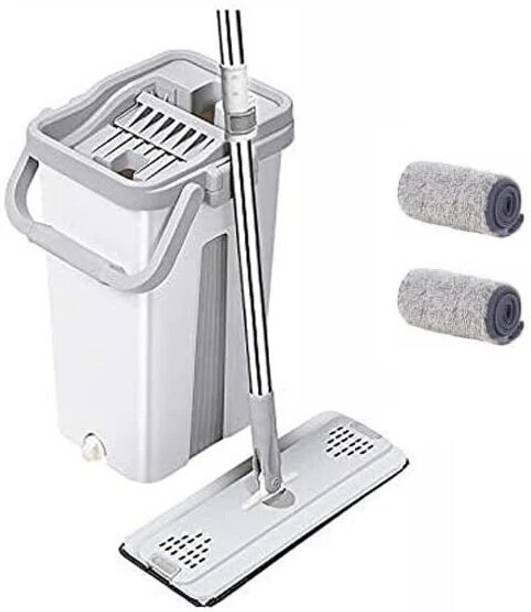 Flipkart SmartBuy White Flat Small Mop Bucket Set with 2 Soft Refill Pads & Handle (38 cm X 12 cm) Flat Mop