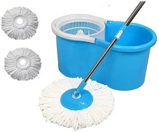 Ayush 360 Smart Easy To Clean Floor Magic Bucket 3 Absorbers, Wet and Dry Mop Set
