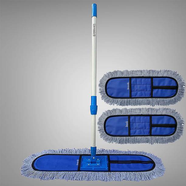 Inuvik Cotton pad Floor/Dust Mop | Wet and Dry mop Rod (24 INCH MOP with 2 Refill) Wet & Dry Mop