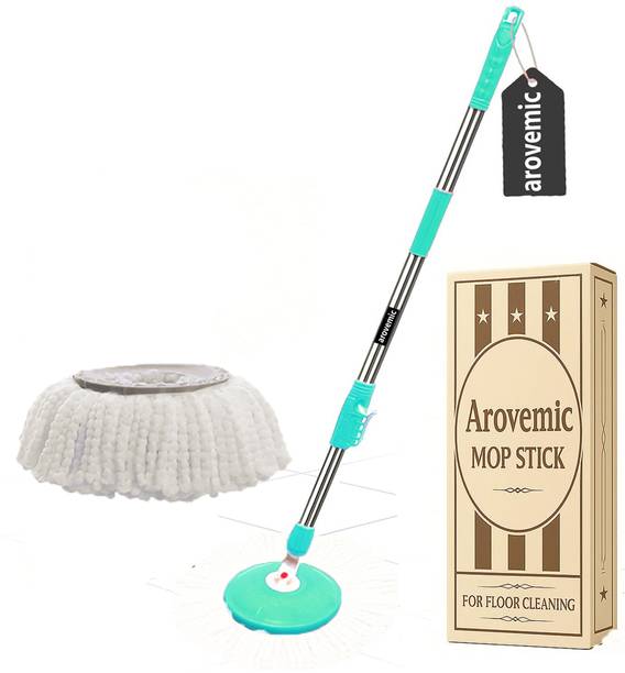 arovemic Premium 360 Spin Mop Stick | Wet & Dry Cleaning | Mops Pocha with 1 Refill Mop Rod