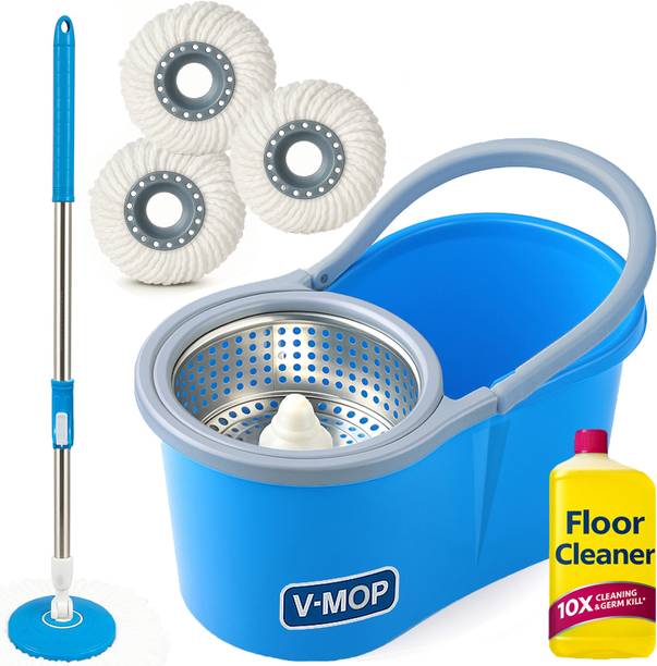 V-MOP Premium Steel Spin Floor Cleaning Mop Set - ST10 - Wet & Dry Mop