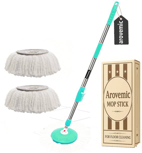 arovemic Premium 360 Spin Mop Stick | Wet & Dry Cleaning | Mops Pocha with 2 Refill Mop Rod