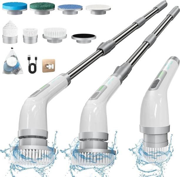 evoza Rechargeable Electric Spin Scrubber with 8 Brush Slipper Mop