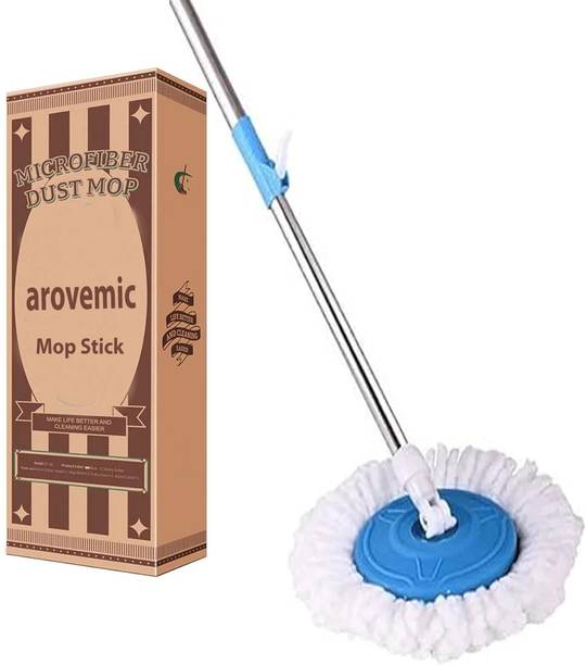arovemic Cleaning Spin Mop Rod Handle Stick Set with 1 Microfiber Refill String Mop