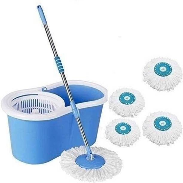 CREZON Magic Spin Bucket Double Drive Hand Pressure with 4 Absorbers Mop Set