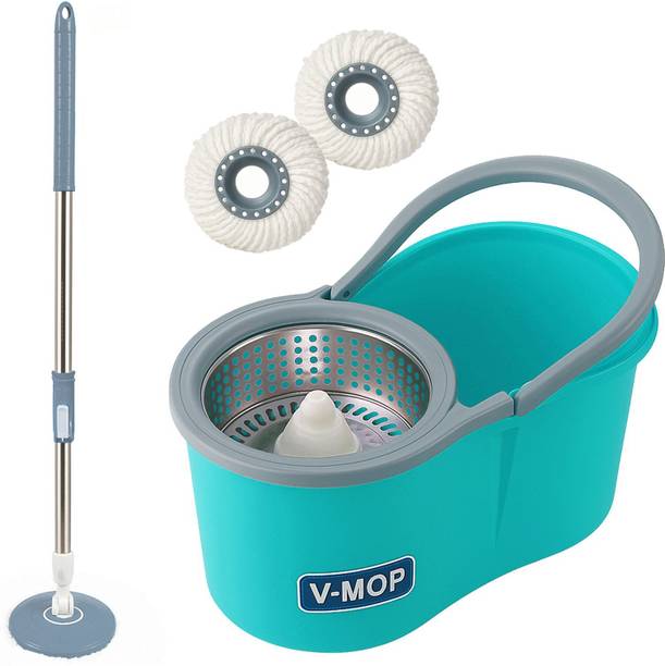 V-MOP Premium Classic Spin Bucket Mop With 2 Refills (( 6 Months Warranty on Rod )) Wet & Dry Mop