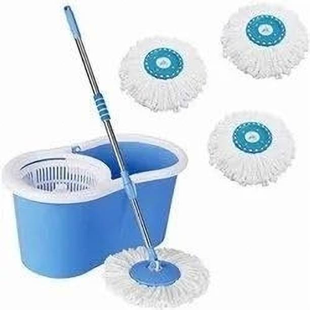 CREZON 360 Degree Self Spin Wringing with 3 Super Microfiber Refill for Home & Office Mop Set