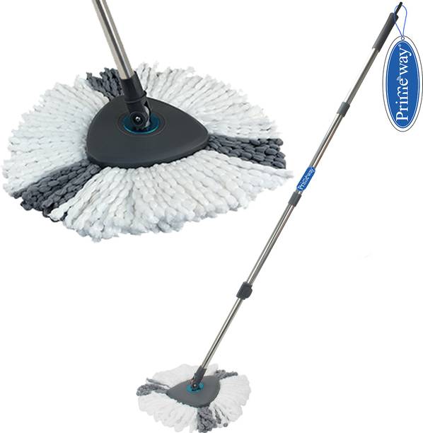 Primeway SS New Hydraulic Rotating Handle Replacement Set with Triangular Head & Refill Wet & Dry Mop