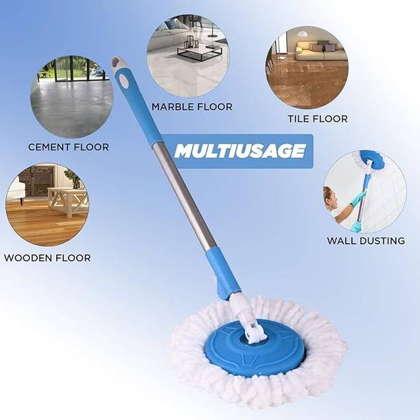 TWONE TWONE 360° Rotate Universal Mop Rod|Plastic Handle with 1 Super Absorbent Refill Mop Rod