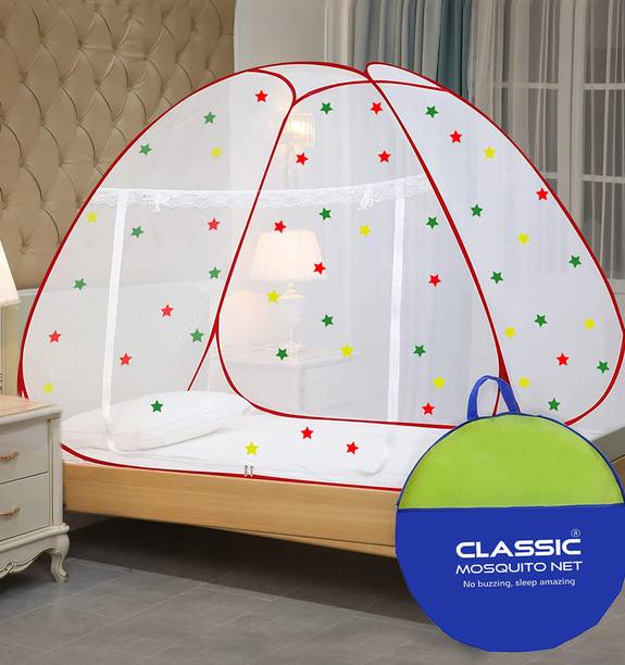 Classic Mosquito Net Polyester Adults Washable (LBH- 200*120*130 cms) Foldable Net for Single Bed Mosquito Net