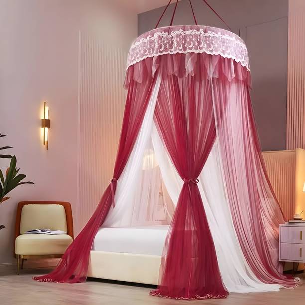 CastleMosquito Mosquito Mesh Net Ceiling, Bed Hanging Canopy Netting for Single to King Size, Polyester Washable Adults Mosquito Net