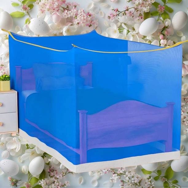 MINIKIDZ Polyester Adults Washable Double Bed Mosquito Net,(6X6.5 Feet) -Blue114 Mosquito Net