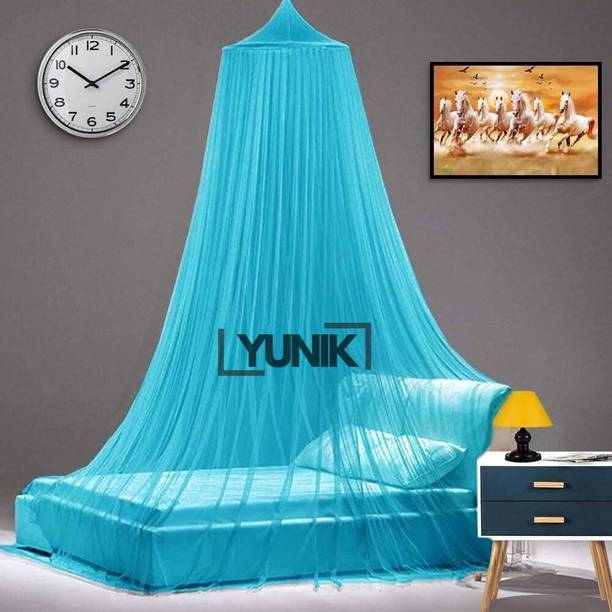 Yunik Premium Hanging Net Canopy for Double, King and Queen Size Beds Elegant Bed Cotton Washable Adults Mosquito Net
