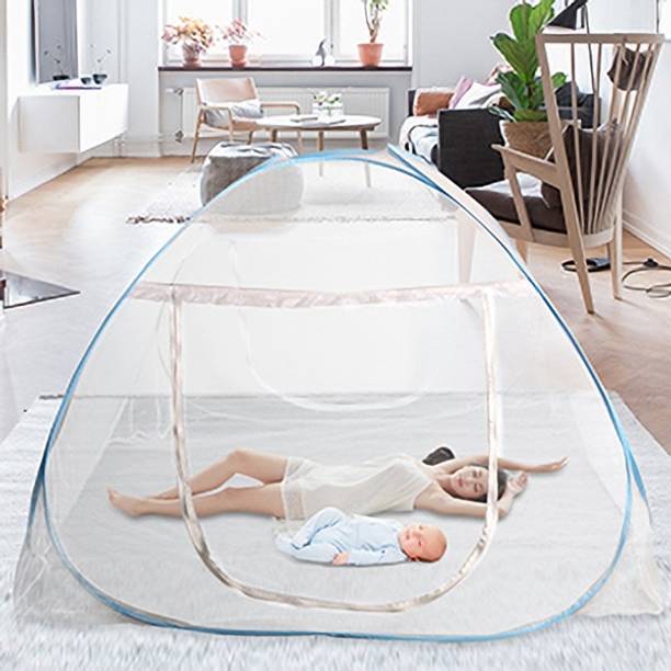 Aetrius Polyester Adults Washable Blue Mosquito Net Double Bed Nets for King Size Foldable Adult Mosquitoes/Machhardani Protection Net - Blue Mosquito Net