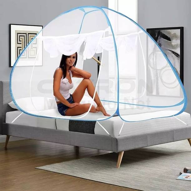 Adbra Polyester Adults Washable oldable Double Bed with Free Saviours Mosquito Net