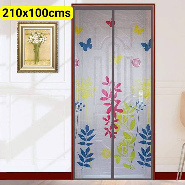 लाइफक्राफ्ट Door with Magnets | Color Floral Pattern with Background | पॉलिएस्टर के लिए बनाया गया मॉस्कीटो नेट