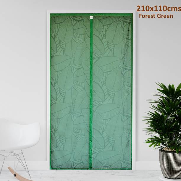 TurtleGrip Polyester Adults Washable Door Mosquito Net with Full Frame Main Doors, New Leaf Design Mosquito Net