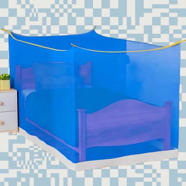 MINIKIDZ Polyester Adults Washable Double Bed Mosquito Net,(6X6.5 Feet) -Blue079 Mosquito Net