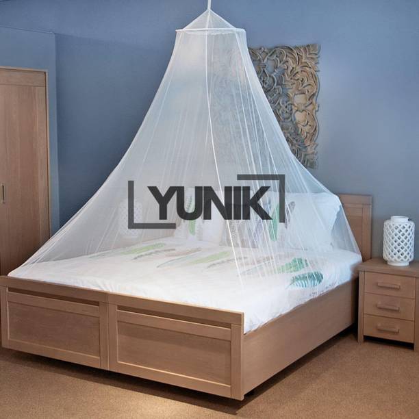 Yunik Premium Hanging Net Canopy for Double, King and Queen Size Beds Elegant Bed Cotton Washable Adults Mosquito Net