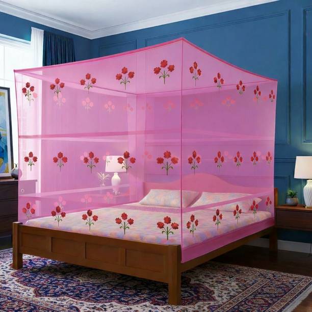 homica Royal Breeze DOUBLE BED Size Mosquito Net Canopy with Durable Mesh Fabric Cotton Washable Adults Mosquito Net