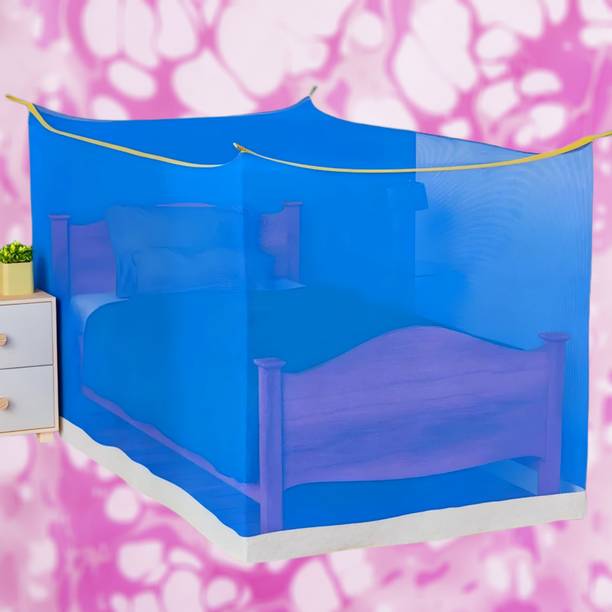 MINIKIDZ Polyester Adults Washable Double Bed Mosquito Net,(6X6.5 Feet) -Blue039 Mosquito Net
