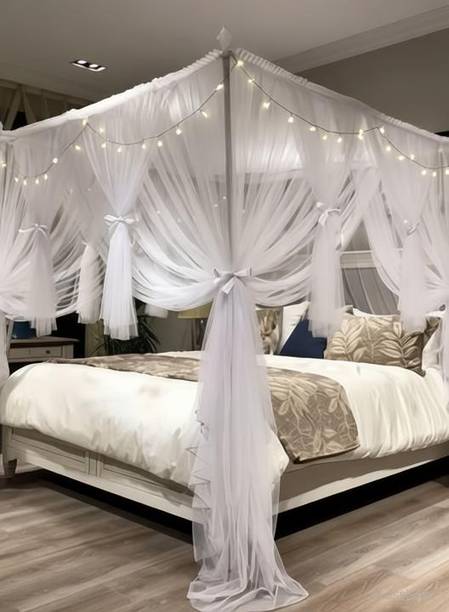 Iblay 59"W*78"L*82"H, 4 Corners Post Canopy Bed Curtain for Girls Boys & Adults, Polyester Washable Adults Mosquito Net