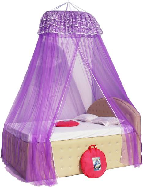 Homecute Decorative Canopy with Embroidery lase Hanging Double Bed Polyester Washable Adults Mosquito Net