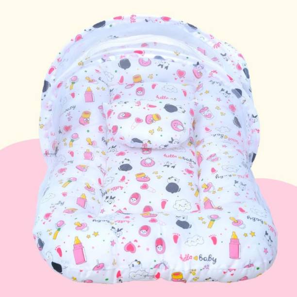Tip 'n' Top Cotton Infants Washable baby Bed with Mosquito Net Mosquito Net