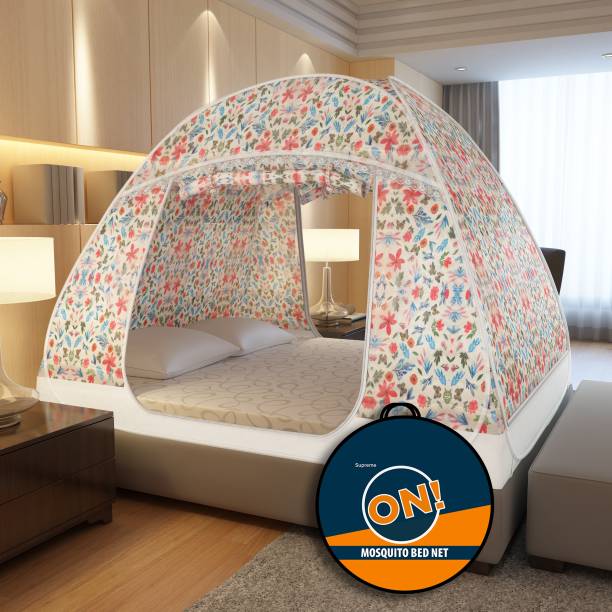 Supreme On Polyester Adults Washable Flower Print Silky Soft Double Bed Machardani,(6.5 Feet x 6.5 Feet) Double Bed Mosquito Net