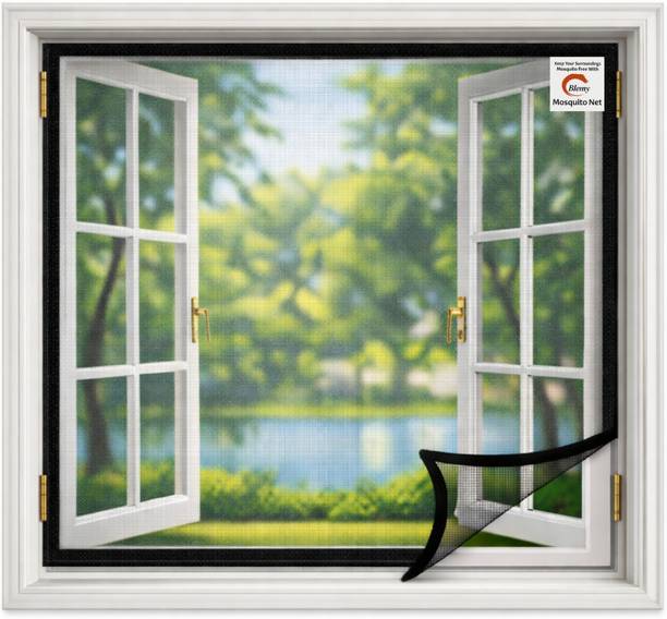 BLEMY Window Mosquito Net with Velcro Hook 3X5 FEETBlack HDPE - High Density Poly Ethylene Washable Adults Mosquito Net