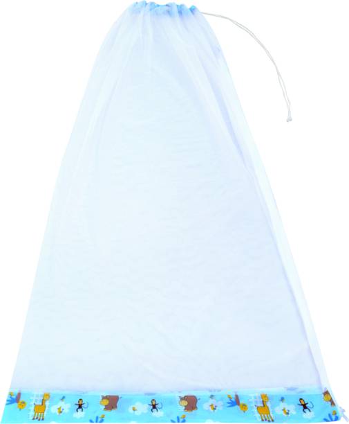 Younique Cotton Infants Washable Mosquito Net for Baby Cradle/Baby Jhula with Side Zip Opening(0-3Yrs)-BlueAnimal Mosquito Net