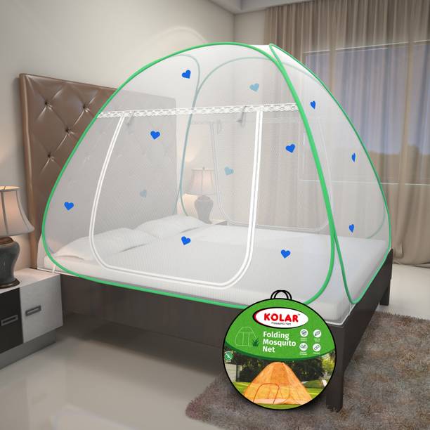 Kolar Polyester Adults Washable Premium 6.5 Feet x6.5 Feet Double Bed Machardani With Heart,King Size Double Bed Mosquito Net